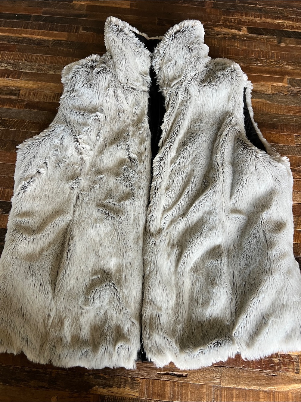 Weatherproof Women's Faux Fur Reversible Vest in Light Gray